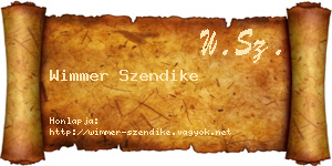 Wimmer Szendike névjegykártya